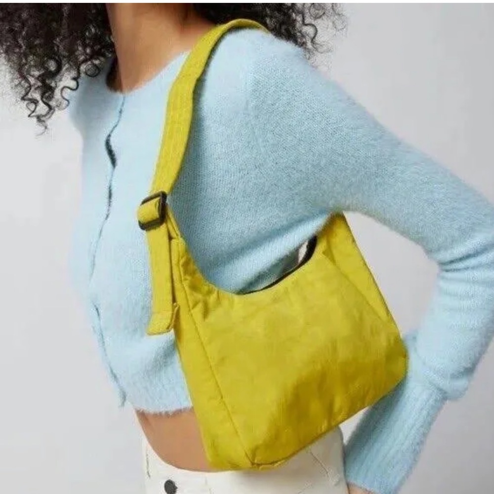 NWT BAGGU mini nylon bag in yellow green sour